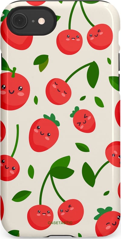 Casetastic Hoesje Geschikt voor Apple iPhone 7/8/SE - Stijlvolle Beschermende Duo-layer Case - Knappe Kers