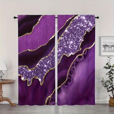 2 stuks Gordijnen met marmerpatroon Decoratieve raamgordijnen Raamdecoratie Voor Slaapkamer Woonkamer Huisdecoratie Kamerdecoratie 100W130H(CM)40x51in&Grommet Top