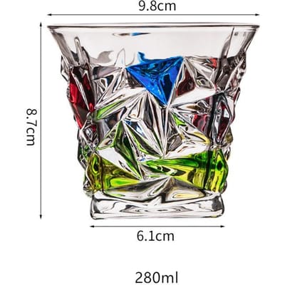 Lot de 2 pièces Italie Zecchin Design Couleur Cristal Verre à Whisky Tumbler à Café Gothic Dazzle Verre à Whisky Liqueur Vin Verre à Eau Verres 280-350ml