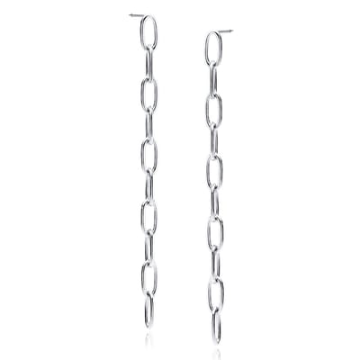 Zilver Oorbellen Ketting - Zilveren Oorbellen Ketting - Zilver 925 - Chain link earrings Rhodium plating - Amona Jewelry
