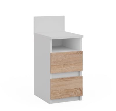 Vicco Monty Nachtkastje – 25 x 59.1 cm met 2 laden Wit/Sonoma