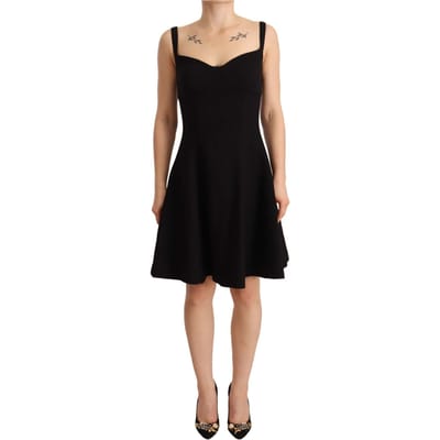 Dolce & Gabbana Dames Zwarte Fit Flare Wol Stretch Sheath Jurk