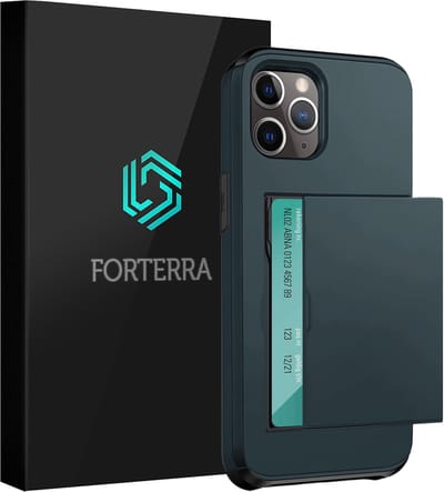 Hoesje Geschikt voor iPhone 11 Pro Pashouder Hard Case Hoes - Hoes Geschikt voor iPhone 11 Pro Hoesje Back Cover Met Pasjeshouder - Donkerblauw