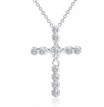 Ketting- Zilver- Kruis- Zirkonia - Charme Bijoux