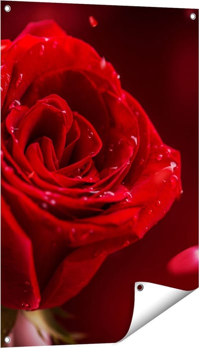 Gards Tuinposter Romantische Rode Roos - 60x90 cm - Tuindoek - Tuindecoratie - Wanddecoratie buiten - Tuinschilderij