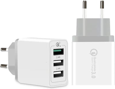 DrPhone Q6 Thuislader - 3 Poorten – Qualcomm 3.0 + 2.4A USB poorten – Wandlader – Slim Laden – Geschikt Tablets / Smartphones - Oplader - Wit