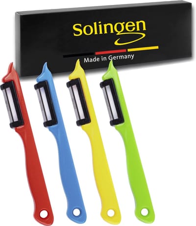 Solingen Dunschiller Enkel Mes – voor Fruit- en Groenteschiller – Kunststof – Mix – 4 Delig