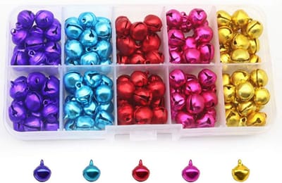 300 Stks/doos Kleurrijke Jingle Bells,Kleine Mini Bells Metalen Klokken DIY Craft met Opbergdoos in 5 Kleuren voor Kerstmis, Festival Party Decoraties en Sieraden Maken