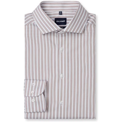 OLYMP Luxor Overhemd, Modern Fit, Royal Kent, Nougat