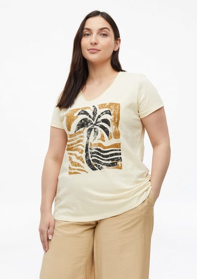 s.Oliver - female - T-shirt met open randen in vlamgarenstructuur
