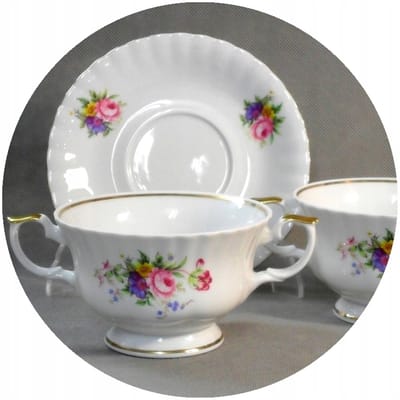 Malcer Porseleinen Bouillon Iwona 400ml - Handgedecoreerd Wit