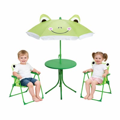 Pro Garden Tuinset Kikker - groen - polyester - verstelbare parasol - kinder tuinset - voor kinderen - dierenprint