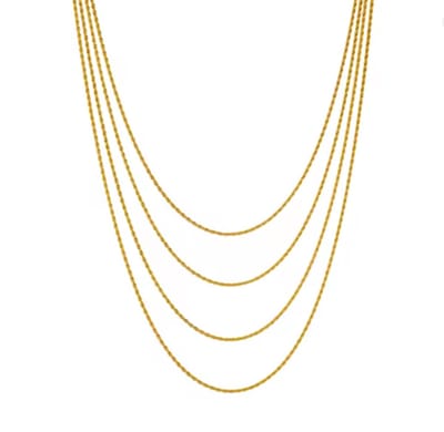 EmmyRovi – Layered Ketting Set – RVS – Goudkleur – 4 Laagse Chain - Sieraden