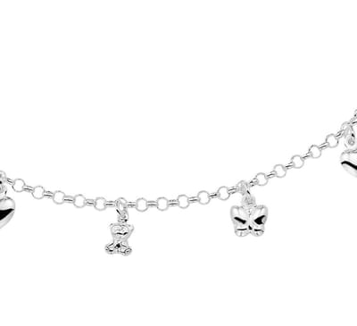 YO&NO - Ketting - Zilver - Jasseron - Diverse bedels - 42cm -Kinderen - Gerhodineerd - Zilver 925