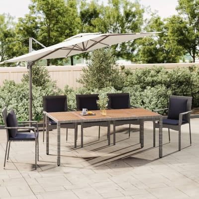 vidaXL - Tuintafel - met - houten - blad - poly - ratten - en - acaciahout - grijs