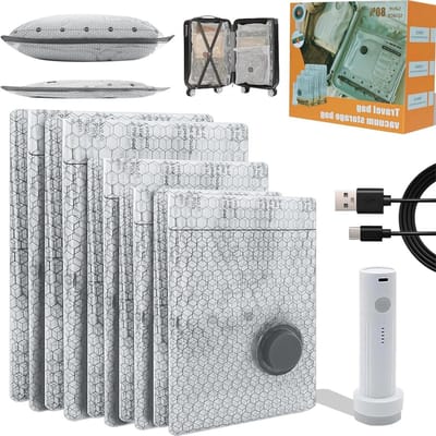 Vacuüm Opslag Zakken - Compressiezakken Reizen - Ruimte Besparen - Draadloze Elektrische Pomp - 15 Stuks - Transparant