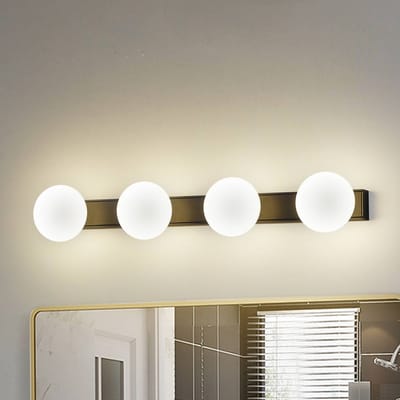 Lucande LED badkamer wandlamp Myrra, zwart, glas, 60 cm, IP44