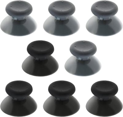 SnelShoppen - 8x Joystick Caps Vervangingen voor XBOX 360 Controller - ABS Duimsticks Gamepad Rocker Covers - 16x25.5mm Zwart & Grijs