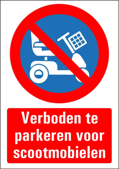 Verboden te parkeren voor scootmobielen bord - kunststof 148 x 210 mm