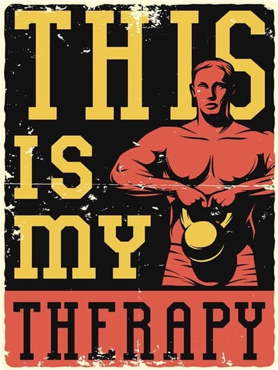Signs USA - retro wandbord - dibond - Fitness - This is my Therapy - 33 x 44 cm