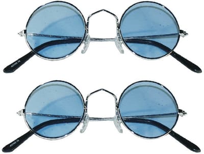 Hippie Flower Power - Zonnebril - 2 stuks - ronde glazen - blauw