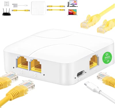 Ethernet Splitter 1 tot 4 - Hoogwaardige LAN-netwerkadapter voor gelijktijdige verbinding van 4 apparaten - 1000 Mbps