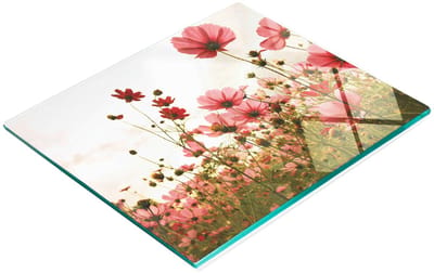 Keukenplank van gehard glas met decoratieve afbeeldingen van kosmische bloemen, 60x52 cm