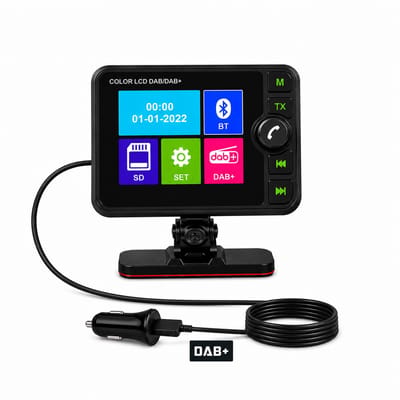 DAB+ Adapter Auto met Bluetooth 5.0 – Digitale Radio Ontvanger met 2.8 Inch Kleurenscherm – FM Transmitter – Handsfree Bellen – AUX – Inclusief Antenne