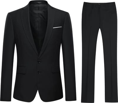 ALLTHEMEN Heren 2-Piece Slim Fit Pak - Tweeknoops zakelijk Pak - M