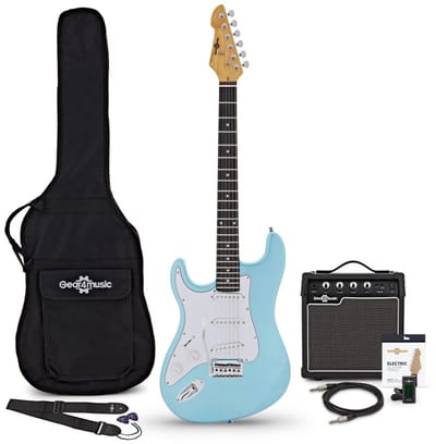 LA Select Elektrisch Gitaar (LH), Blue Metallic, 15W Versterker & Accessoireset