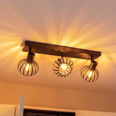 HOFTRONIC - Petal LED Plafondlamp 3 spots - Industriëel Modern - E14 Fitting - Zwart - IP20 - Plafondspot - Kantelbaar & Draaibaar - Voor hal, woonkamer, slaapkamer en zolder - Vierkant