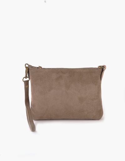 Giuliano lederen schoudertas Olivia - Taupe - Suède - Made in Italy