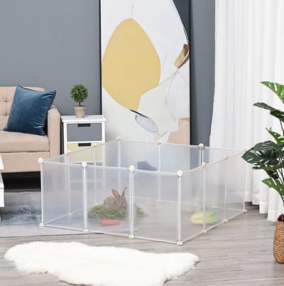 HAUSS SPOLE Ren – 105 X 105 X 45 Cm – Aanpasbaar Doe-Het-Zelfontwerp – Metaal En Kunsthars – Wit – Voor Kleine Knaagdieren Binnen