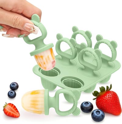 Mini BPA-vrije siliconen ijslollyvormen voor peuters - 6 vakken, 18 ml, met 6 herbruikbare voedselveilige stokjes, vriezer- en vaatwasmachinebestendig, ideaal voor babyvoeding en gezonde snacks