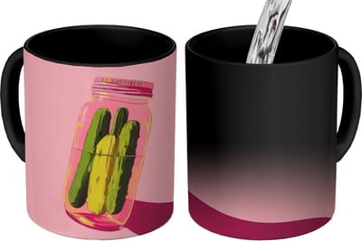 Magische Mok - Foto op Warmte Mokken - Koffiemok - Augurken - Pot - Schaduw - Roze - Magic Mok - Beker - 350 ML - Theemok