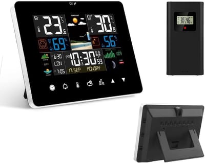 Digitale Weerstation - Buitenthermometer Binnen - Weersvoorspelling Huis - Comfort Index Schimmel - 17.8 x 14 x 7.3 cm - Zwart