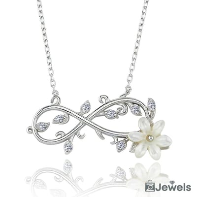 OZ Jewels – Oneindige Rank Magnolia Ketting – Zilver – Zirkonia – Dames