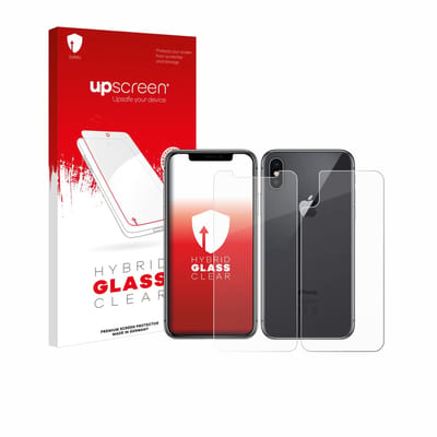 upscreen - Screenprotector voor Apple iPhone X / Xs (Voorkant + Achterkant) - Folie Beschermfolie Beschermglas transparant