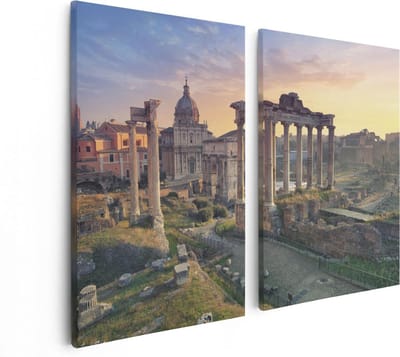Artaza Canvas Schilderij Tweeluik Romeins Architectuur in Rome, Italië - 80x60 - Foto Op Canvas - Canvas Print