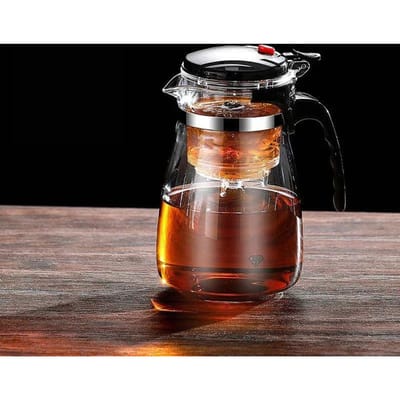 500-1800ml Eén Klik Filter Theepot Transparante Hittebestendige Glazen Theepot Kantoor Huishouden Koffiepot Keuken Ketel gray