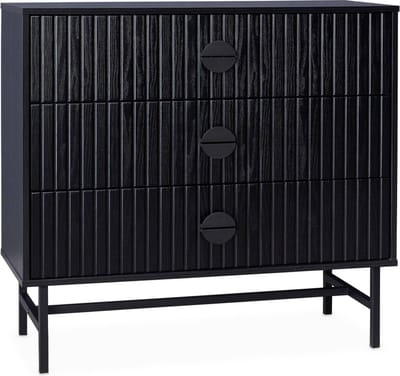 sweeek - Ladekast met 3 lades gegroefd houteffect 90cm - bazalt