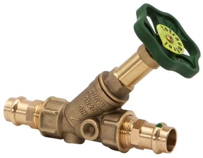 Schlösser Armaturen JS Vrijstroomventiel, met persaansluiting (binnendraad), zonder aftapping, met niet-stijgende spindel, DN20, persdiameter 18mm, DVGW gekeurd, 0015281800001