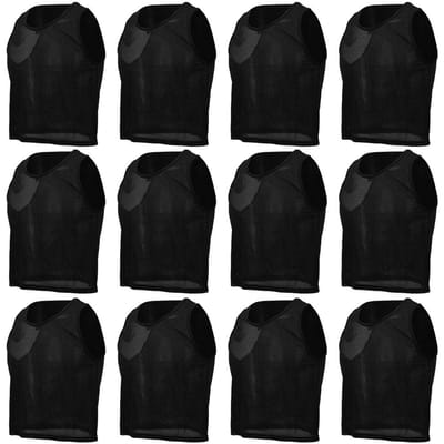 12 stuks Kleine Mesh Ademend Kinder Voetbal Training Oefenvest Zwart Kind Vrije Maat