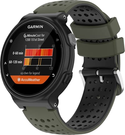 By Qubix - Siliconen Dot Pattern bandje - Donkergroen + zwart - Geschikt voor Garmin Forerunner 220 / 230 / 235 / 620 / 630 / 735 (XT)