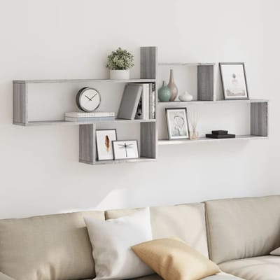 vidaXL - Wandschap - 167,5x18x68 - cm - bewerkt - hout - grijs - sonoma - eikenkleurig