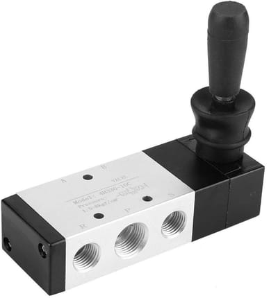 Dailygoods- Regelklep Aluminiumlegering - Pneumatische Klep - Handhendelklep - 5 Aansluitingen - 3 Posities - Werkdruk 0-0,8 MPa - Pneumatisch Ventiel