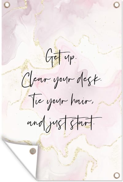Muurdecoratie Bureau - Student - Motivatie - Quotes - Marmer - 120x180 cm - Tuinposter - Tuindoek