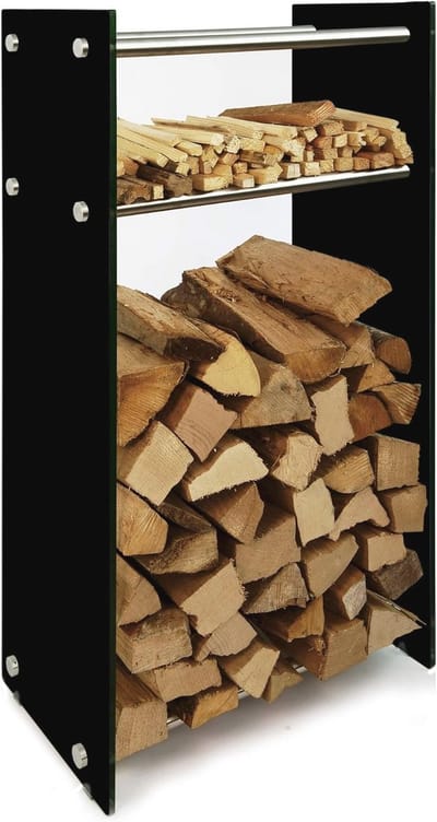 Houten Brandhoutrek met Veiligheidsglas - Modern en Functionaliteit voor Huishoudens