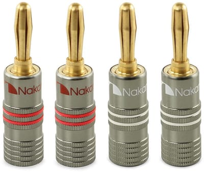 4x 24K Gouden Banaanstekkers voor Audio Kabel - 18 AWG tot 12 AWG - Voor Hifi, Versterkers en Stereo Systemen
