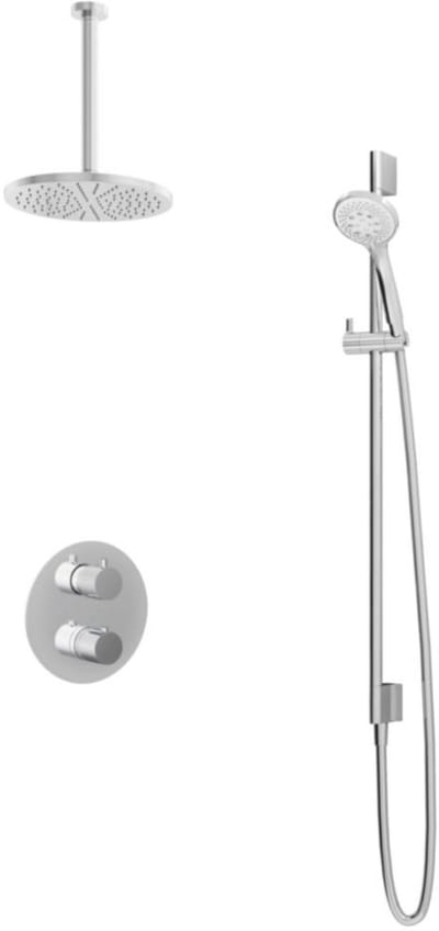 Hotbath Buddy - Inbouw Regendoucheset - Thermostatisch - Plafondbuis 30 cm - Hoofddouche 250 mm - Ronde Handdouche 3 Standen - Glijstang 900 mm - met 2-Weg Stop-Omstel - Waterbesparend - V01